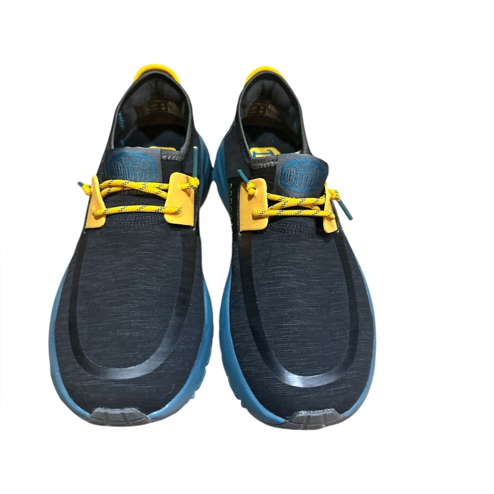 Hey Dude Blue and Yellow Shoes
